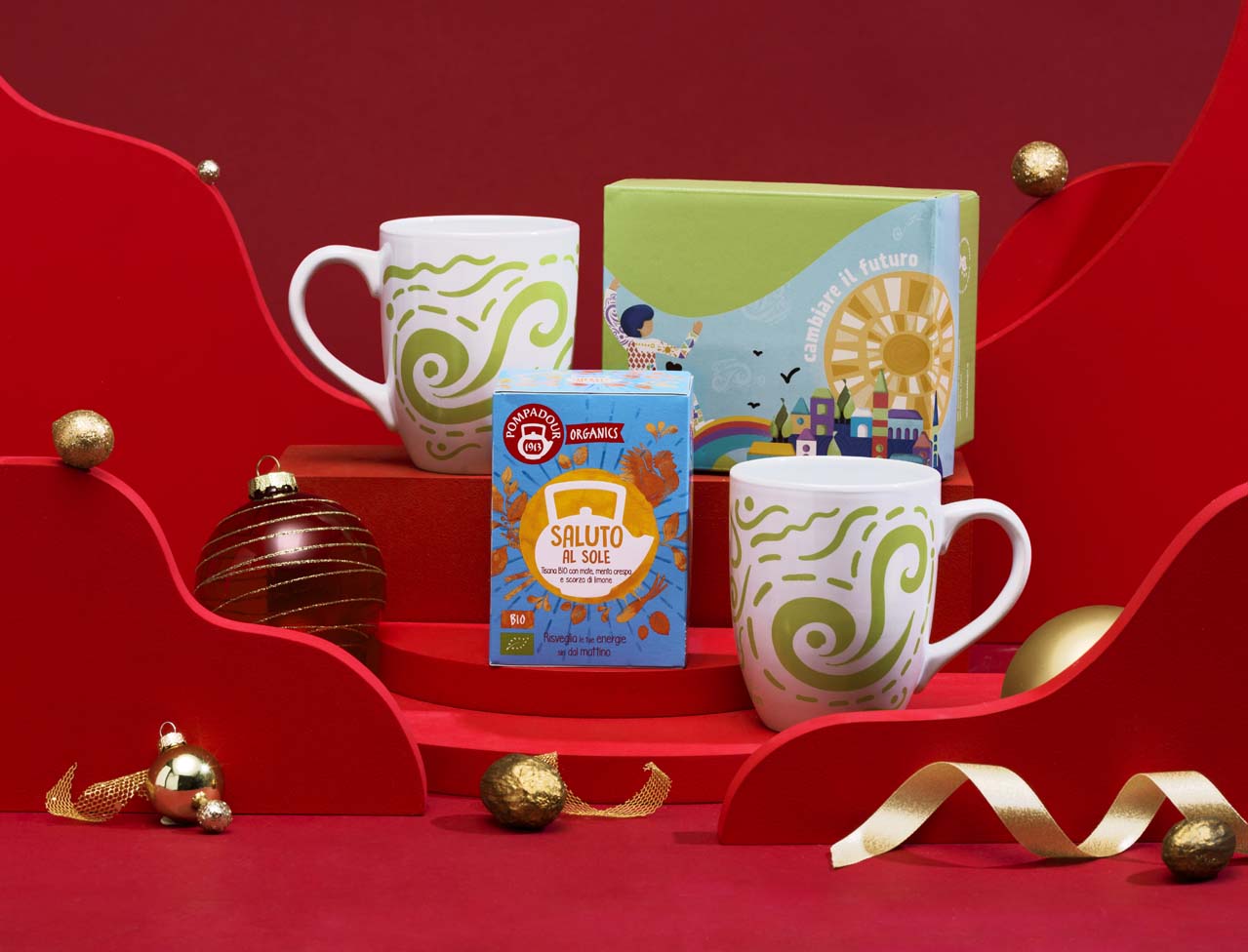 Set 2 mug e Tisana Pompadour Saluto al Sole