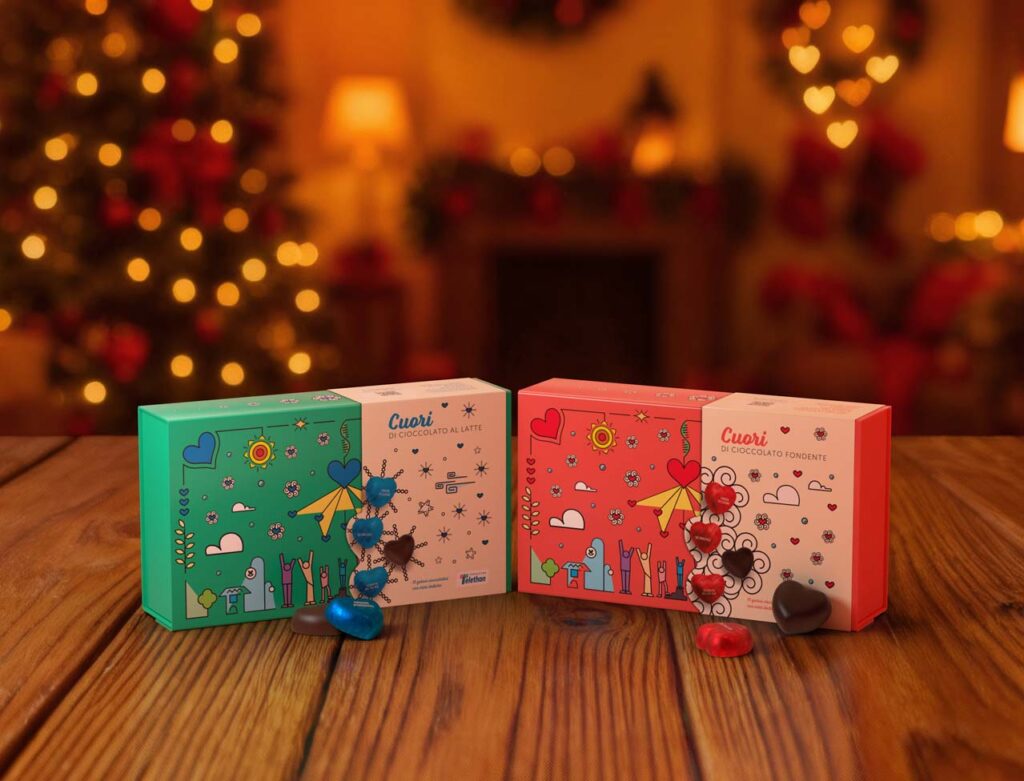 Cuore di cioccolato telethon fondente e al latte 2025