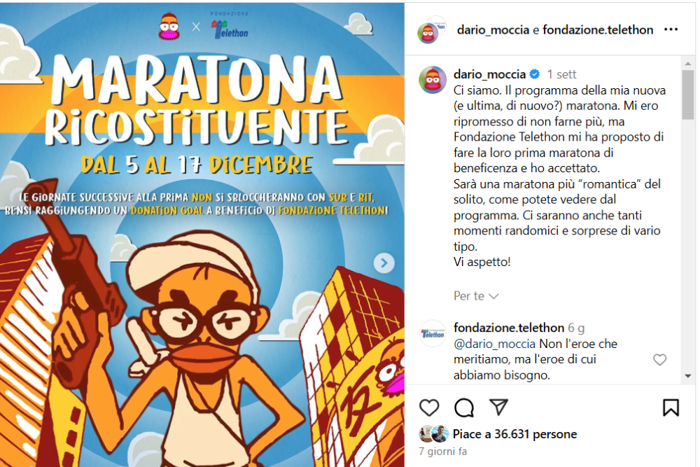 Fondazione Telethon sbarca con la maratona digitale su Twitch: Dario Moccia alla guida